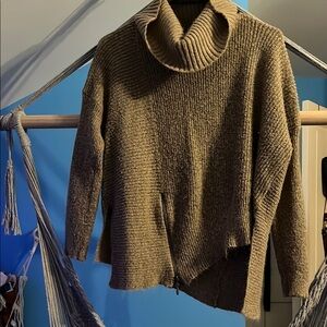 Faded Glory Brown Cowl Neck Sweater with Chunky Knit and Relaxed Fit